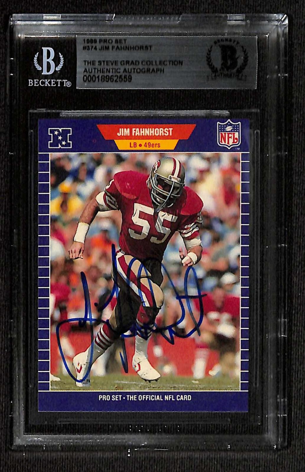 Jim Fahnhorst Signed 1989 Pro Set 49ers Card Beckett0