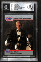 Bill Walsh Signed 1991 Pro Set Super Bowl 160 Card Beckett Slab0
