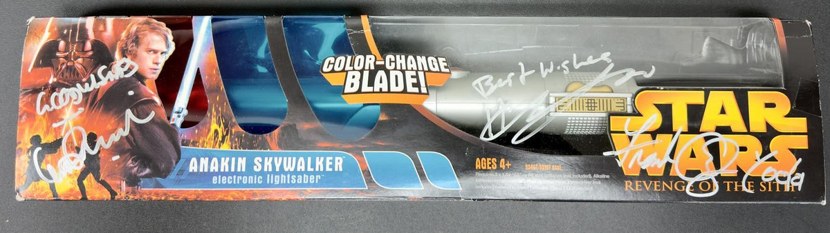 Star Wars ROTS Lightsaber Toy Signed by McDiarmid, Christensen & Frank Oz BAS0