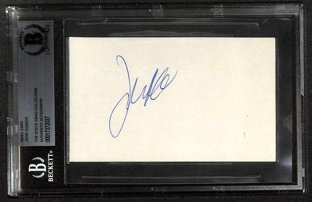 John Cusack Vintage Signed Index Card Beckett Slab0