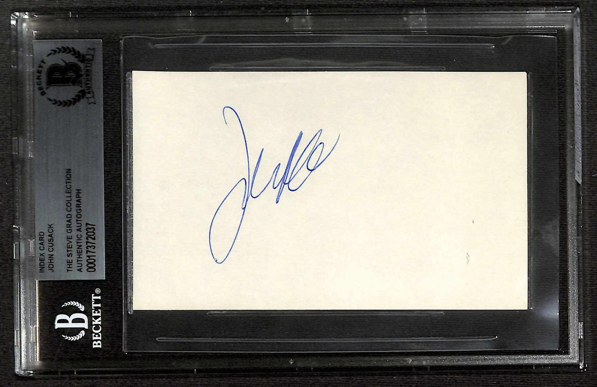 John Cusack Vintage Signed Index Card Beckett Slab0