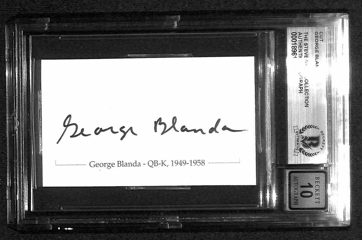 George Blanda Chicago Bears HOF Signed Cut Beckett Slab Auto Grade 100