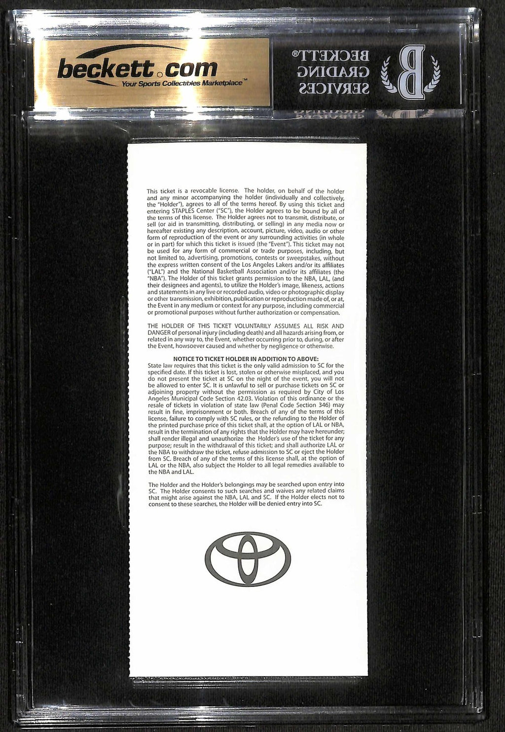 Shaquille O'Neal Final Game VS KOBE Signed 2011 LA VS BOS Ticket BAS AUTO 101