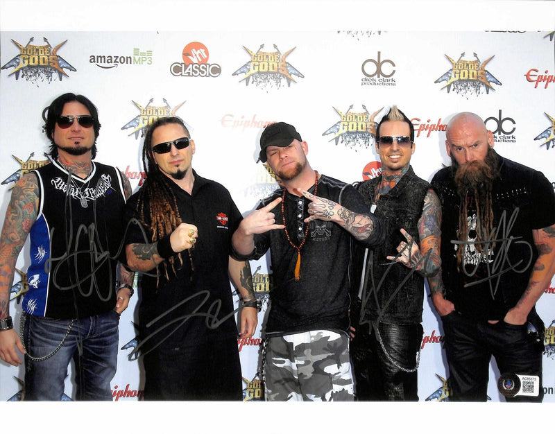 Five Finger Death Punch Band x4 Signed Photo 11x14 Beckett LOA0