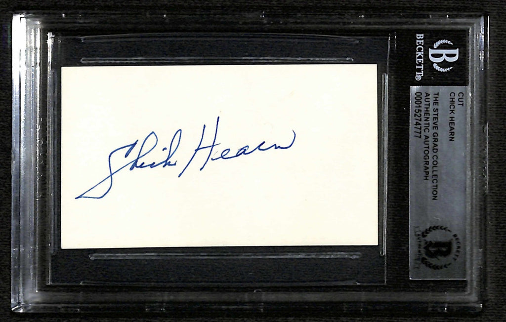 Chick Hearn Lakers Legnedary Broadcaster Signed Cut BECKETT AUTOGRAPH0