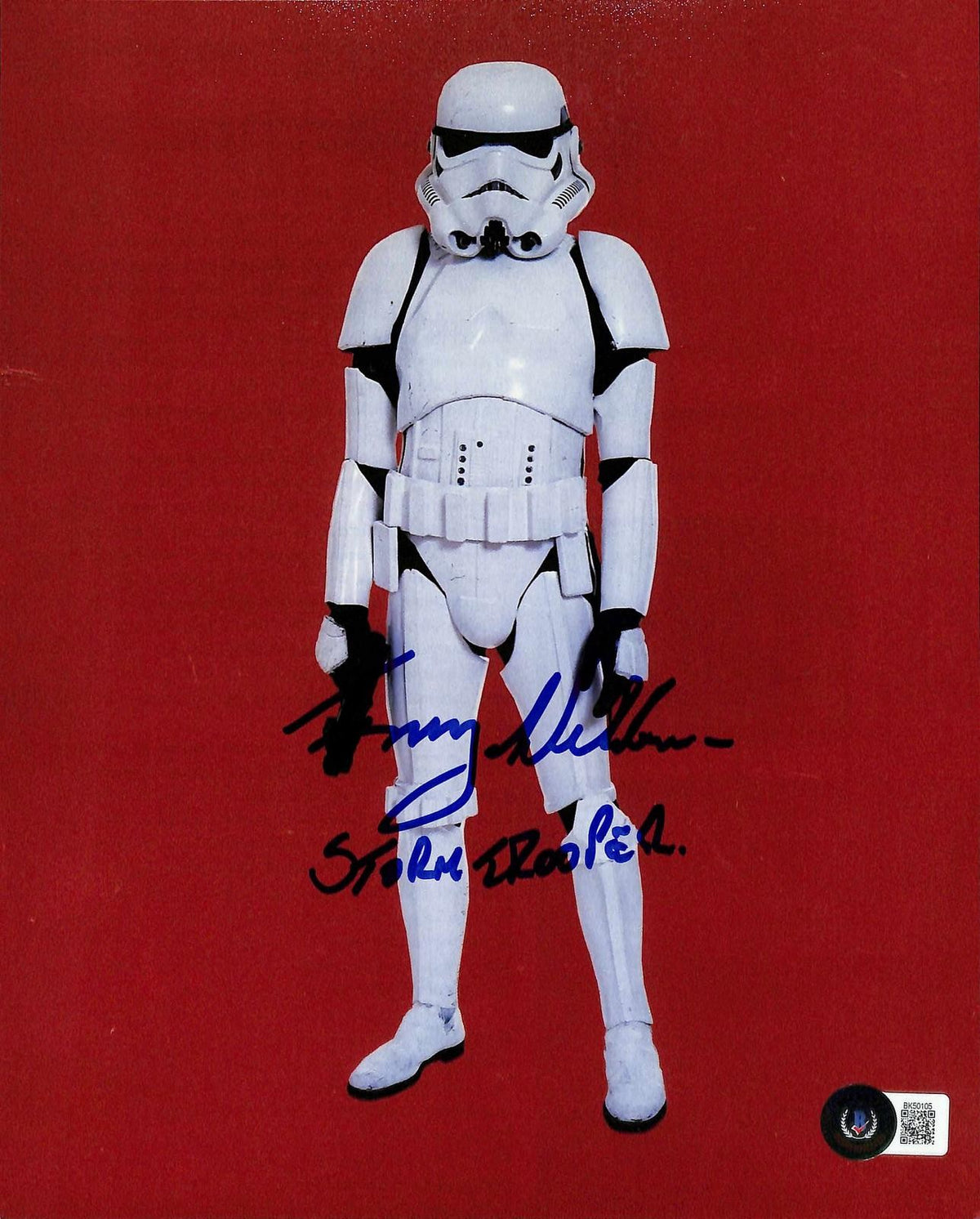 Tommy Weldin Signed Star Wars Stormtrooper 8x10 Photo Beckett Authenticated0