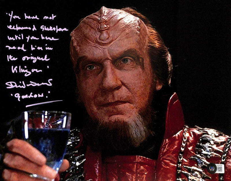 David Warner Signed & Inscribed Star Trek VI "Gorkon" Photo 11x14 Beckett0