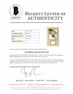 Ted Williams Red Sox HOF Signed 3x5 Index Card Display Beckett LOA2