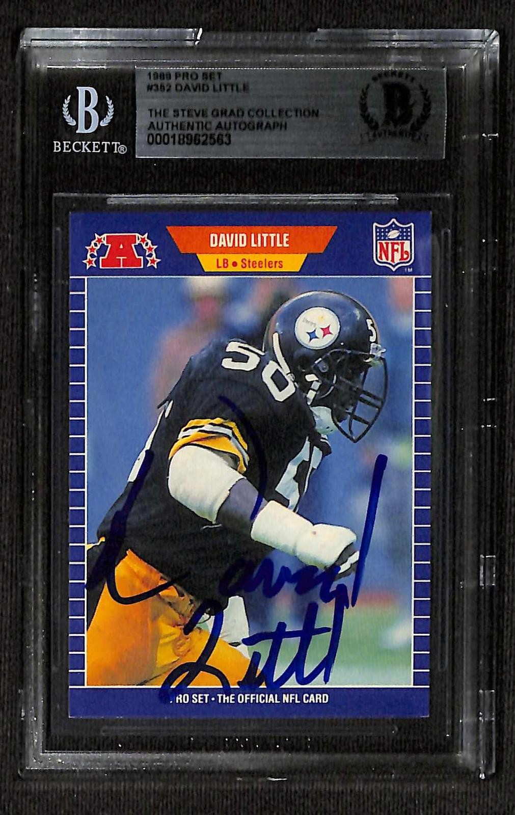 David Little Signed 1989 Pro Set Pittsburgh Steelers Card Beckett0