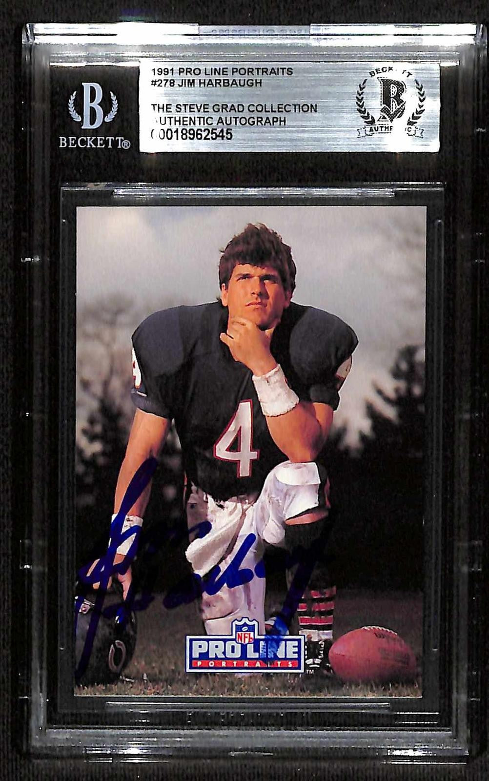 Jim Harbaugh Chicago Bears Signed 1991 Pro Line Portraits Card Beckett0
