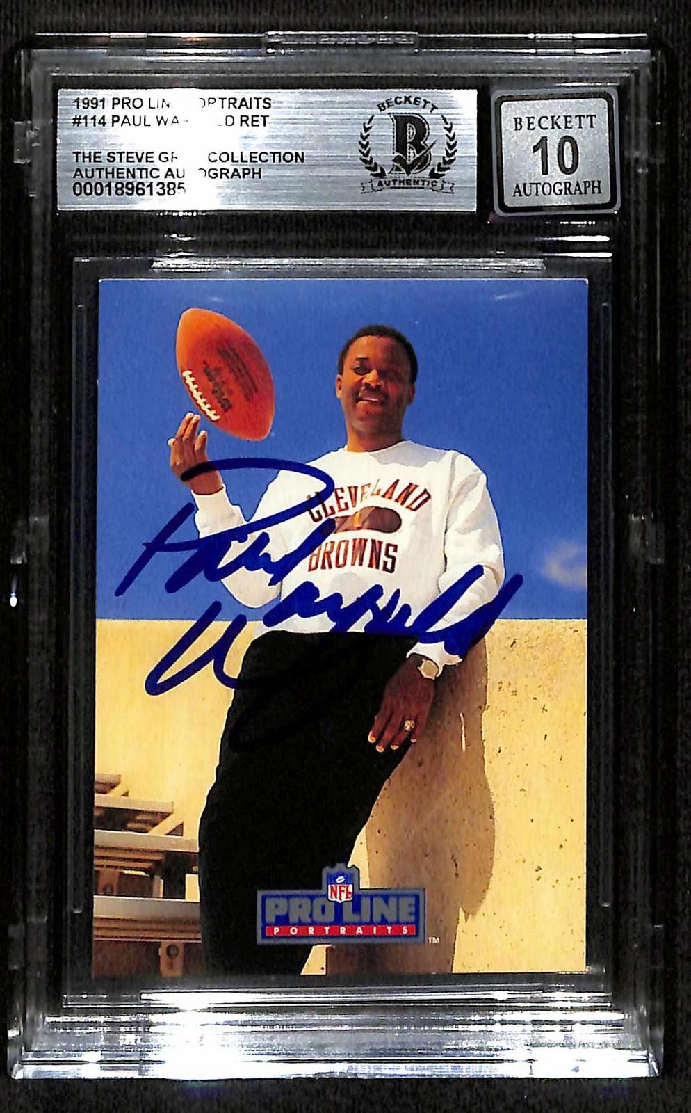 Paul Warfield Signed 1991 Pro Line Portraits Card Beckett Auto Grade 100