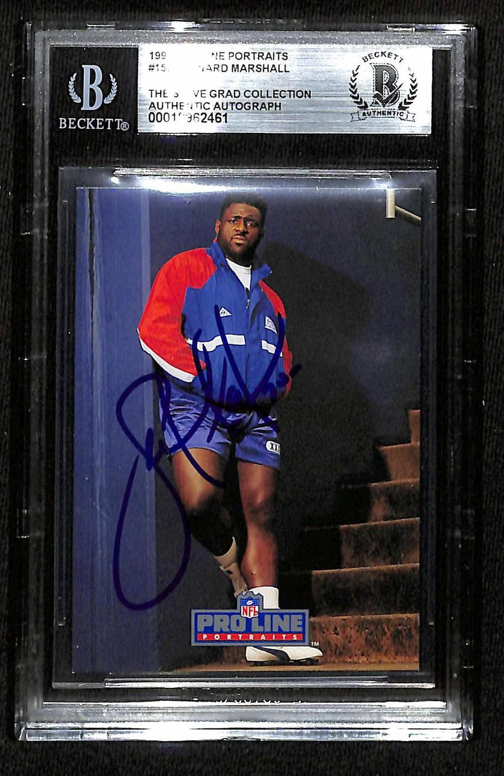 Leonard Marshall Giants Signed 1991 Pro Line Portraits Card Beckett0