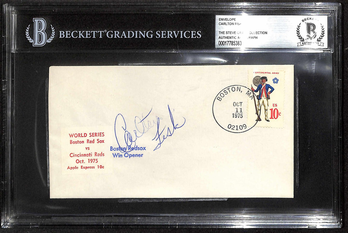 Carlton Fisk Red Sox Signed 1975 World Series FDC Envelope BECKETT0