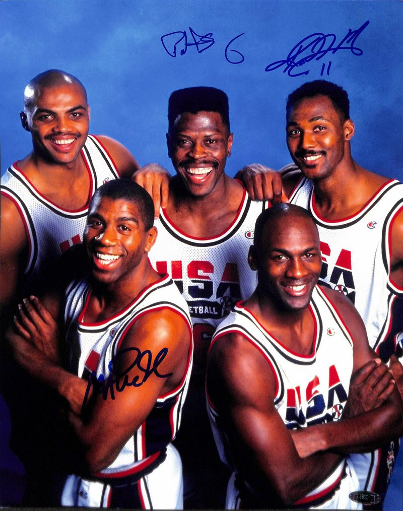 1992 Olympic Dream Team Ewing Malone Johnson Signed 11x14 Photo Beckett0