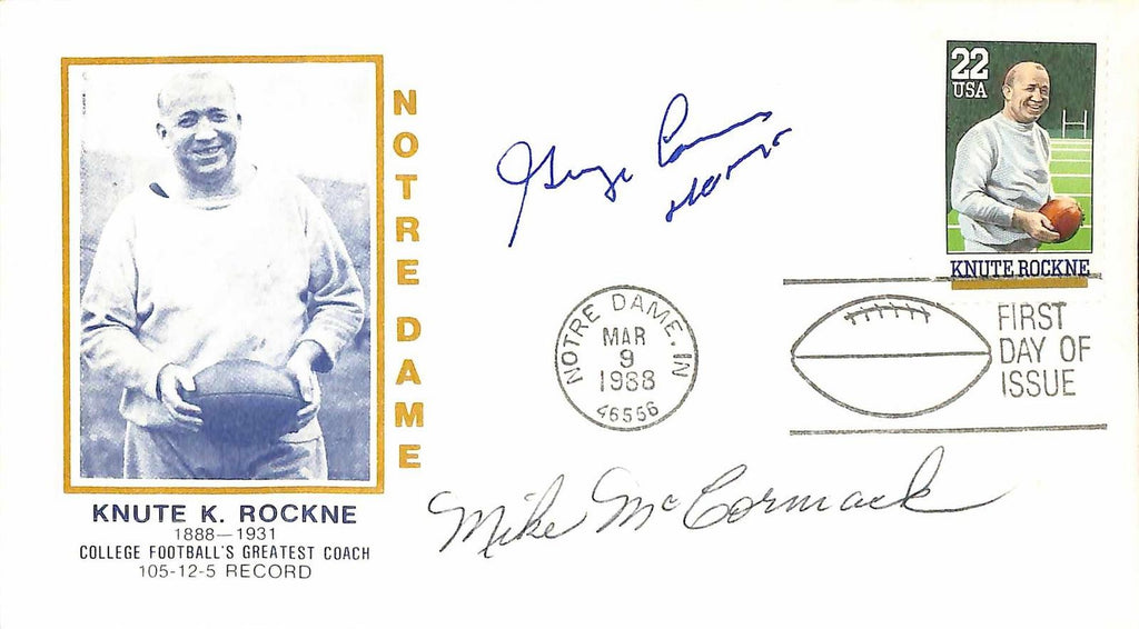 Mike McCormick & George Connor Signed Knute Rockne Notre Dame FDC BECKETT0
