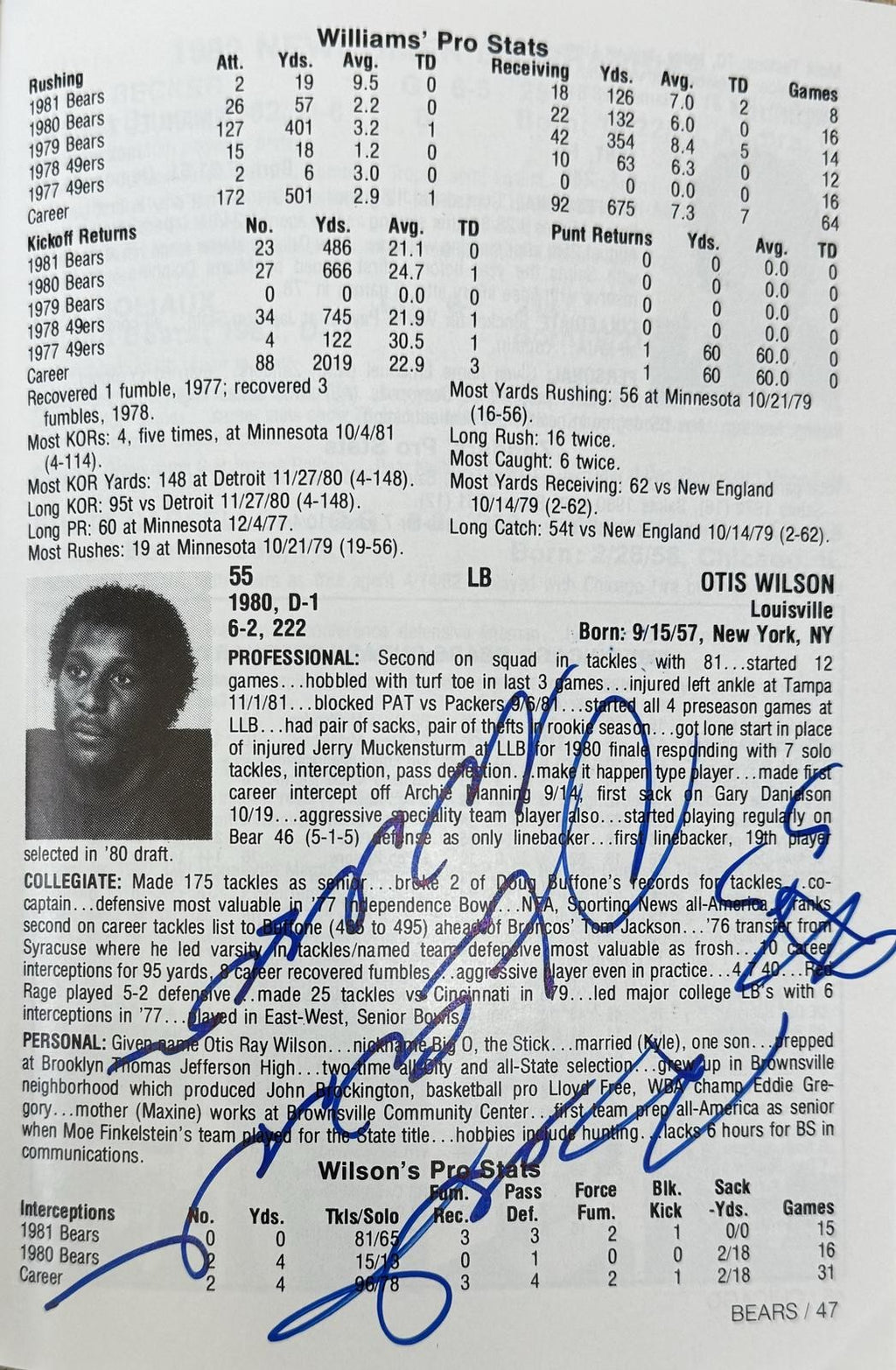 1982 Chicago Bears Signed Official Media Guide By 48! Payton Ditka BAS2