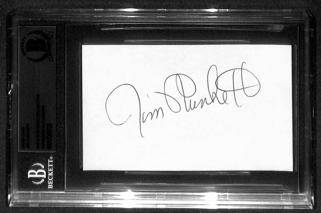 Jim Plunkett Raiders QB Legned Signed 3x5 Index Card Beckett0