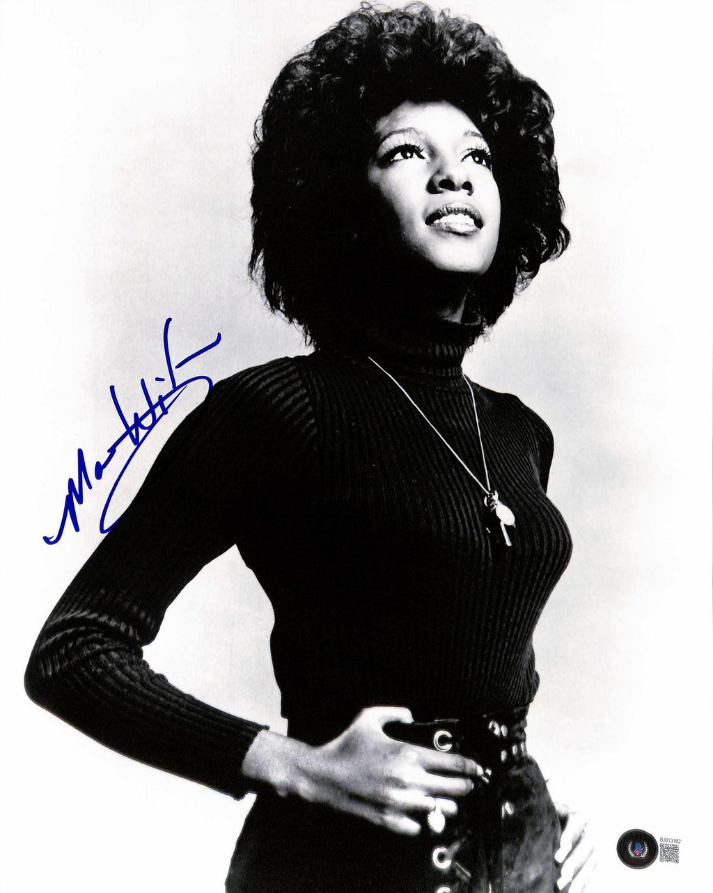 Mary Wilson Supremes Signed Black and White Portrait Photo 11x14 Beckett0