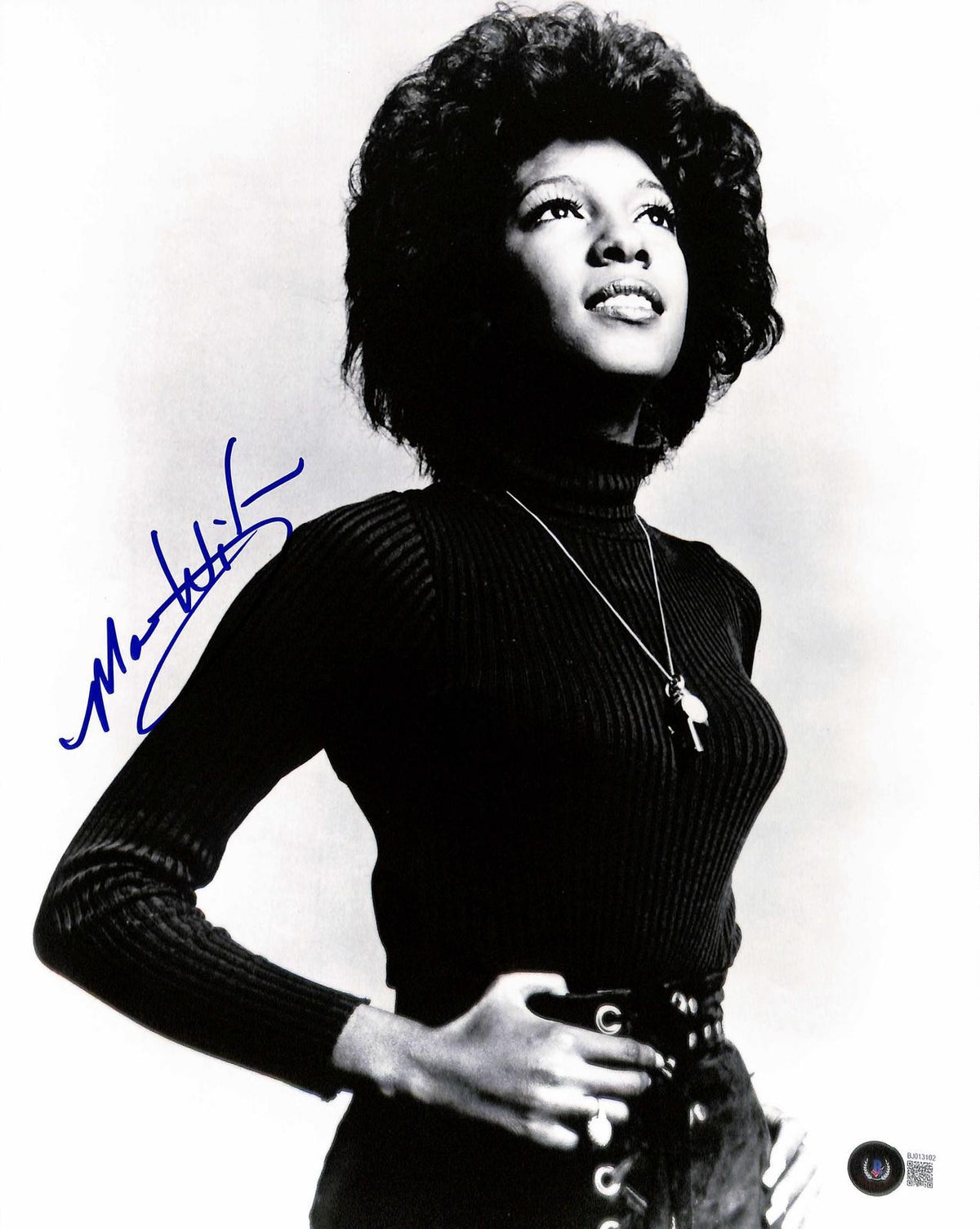 Mary Wilson Supremes Signed Black and White Portrait Photo 11x14 Beckett0