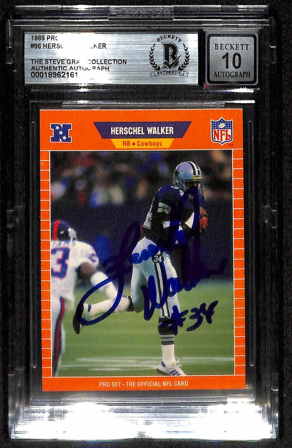 Herschel Walker Signed 1989 Pro Set Cowboys Card Beckett Auto 100