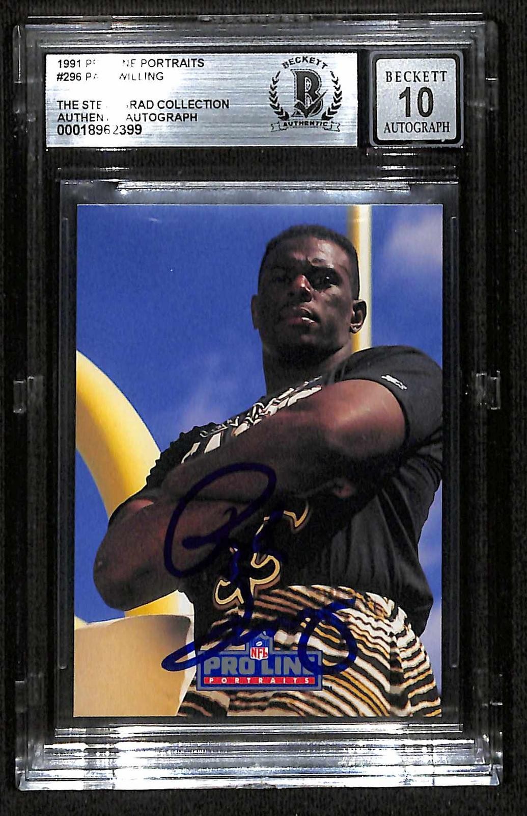 Pat Swilling Signed 1991 Pro Line Portraits Card Beckett Auto 100