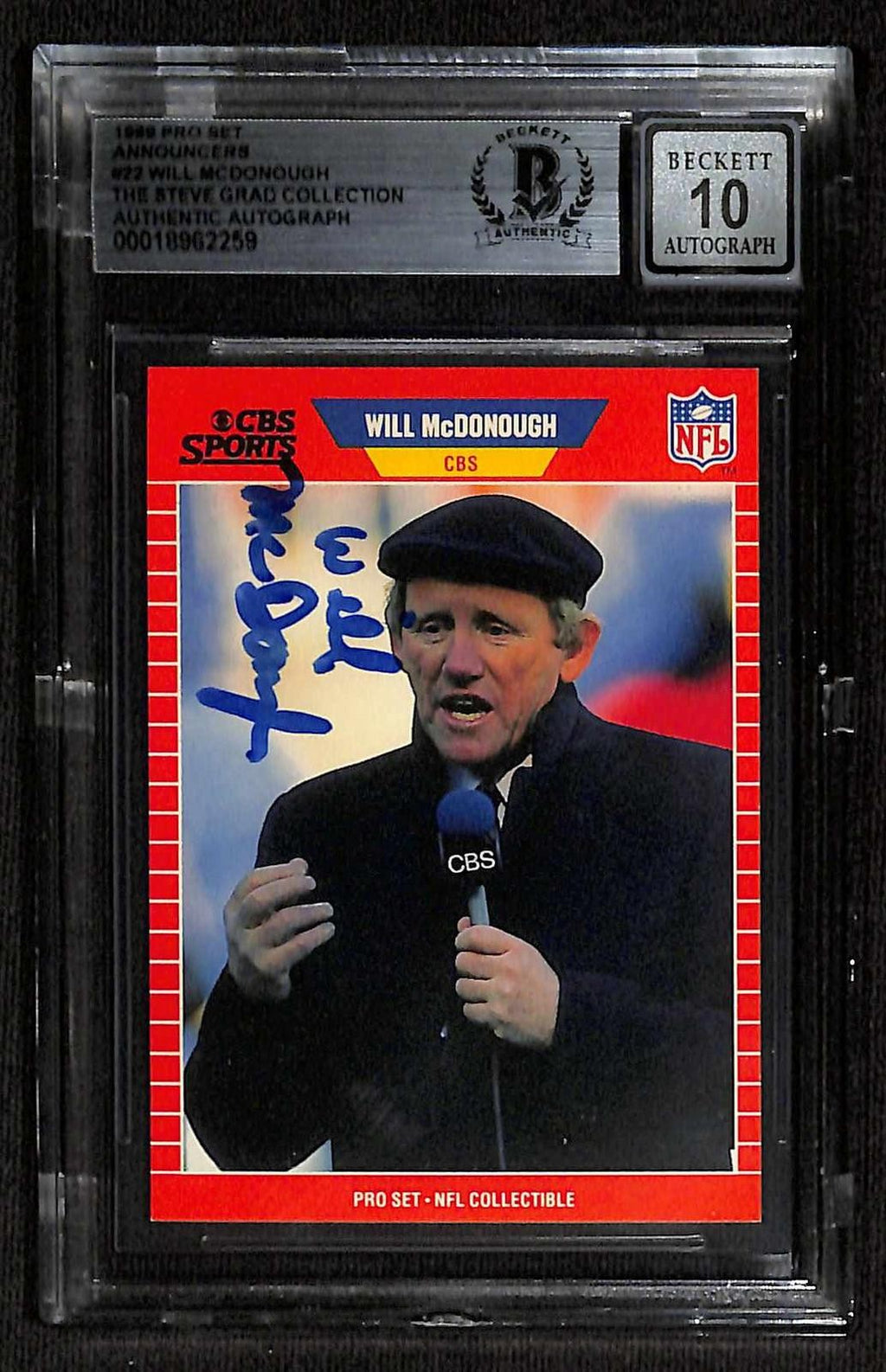 Will McDonough Signed 1989 Pro Set Card Beckett Auto 100