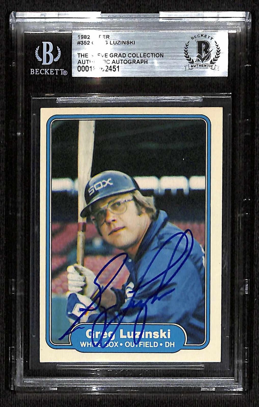 Greg Luzinski Signed 1982 Fleer Chicago White Sox Card Beckett0