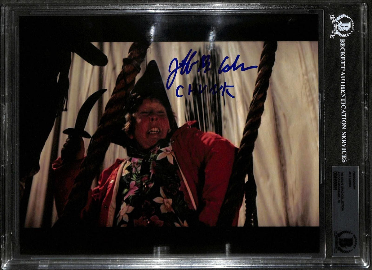 Jeff Cohen Signed The Goonies Inscribed "Chunk" 8x10 Photo Beckett0