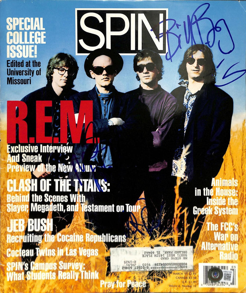 R.E.M. Signed Spin Magazine Cover Beckett LOA0