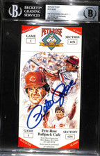 Pete Rose Signed Replica Promo Card Beckett Slab0