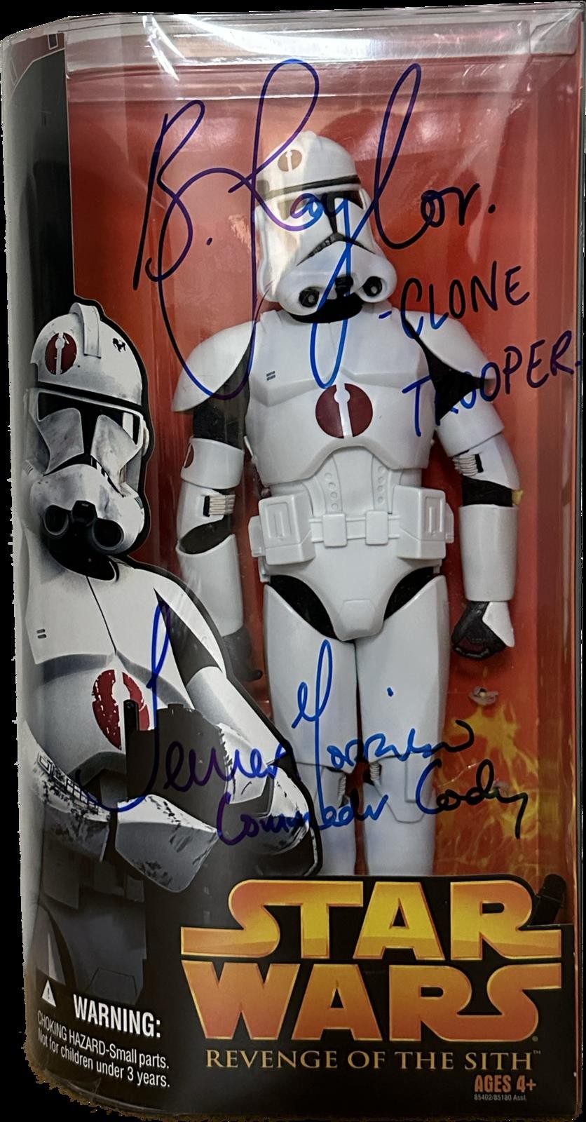 Temuera Morrison & Bodie Taylor Signed Star Wars Clone Trooper Action Figure BAS0