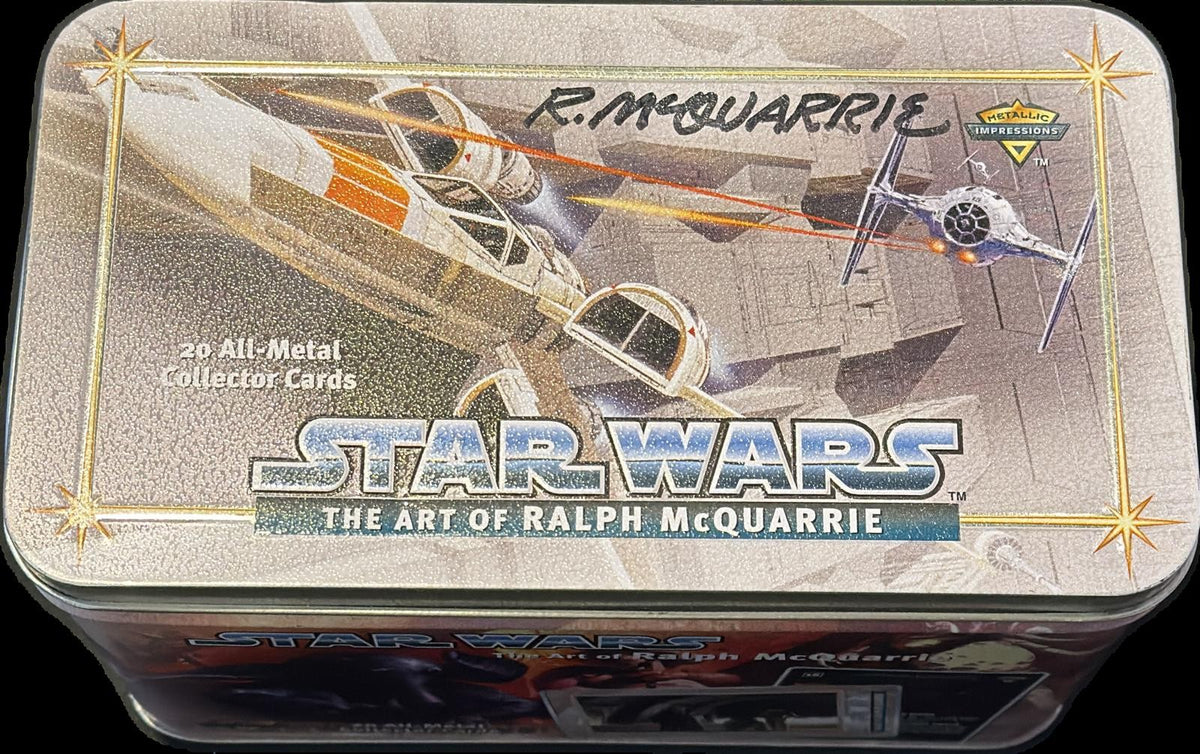 Ralph McQuarrie RARE Signed Star Wars 1996 Metal Collector Card Box BAS0