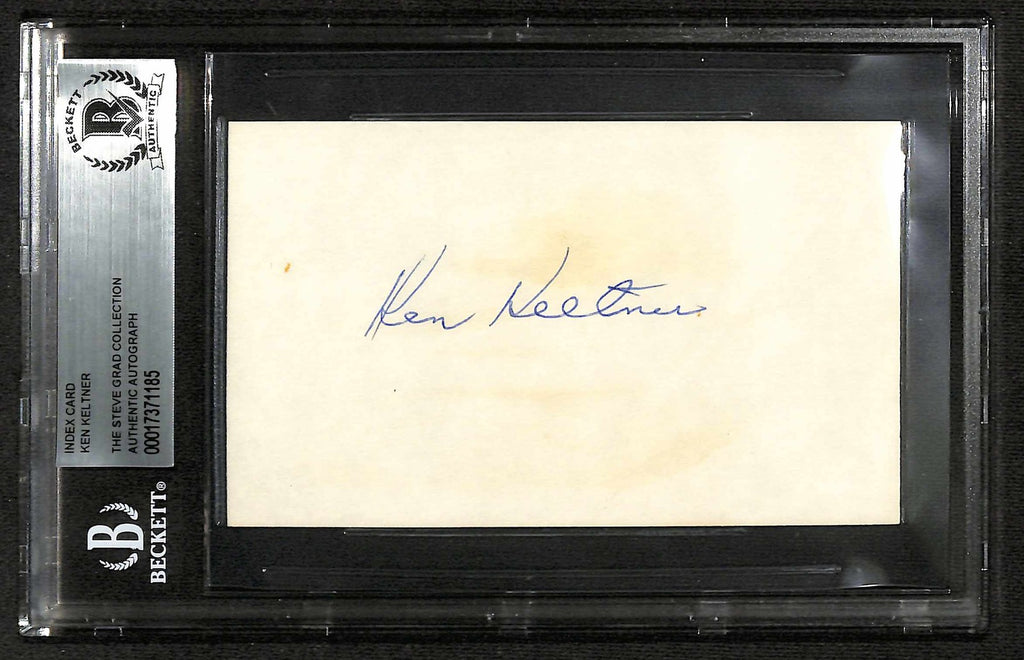 Ken Keltner Cleveland Indians Signed 3x5 Index Card Beckett Slab0