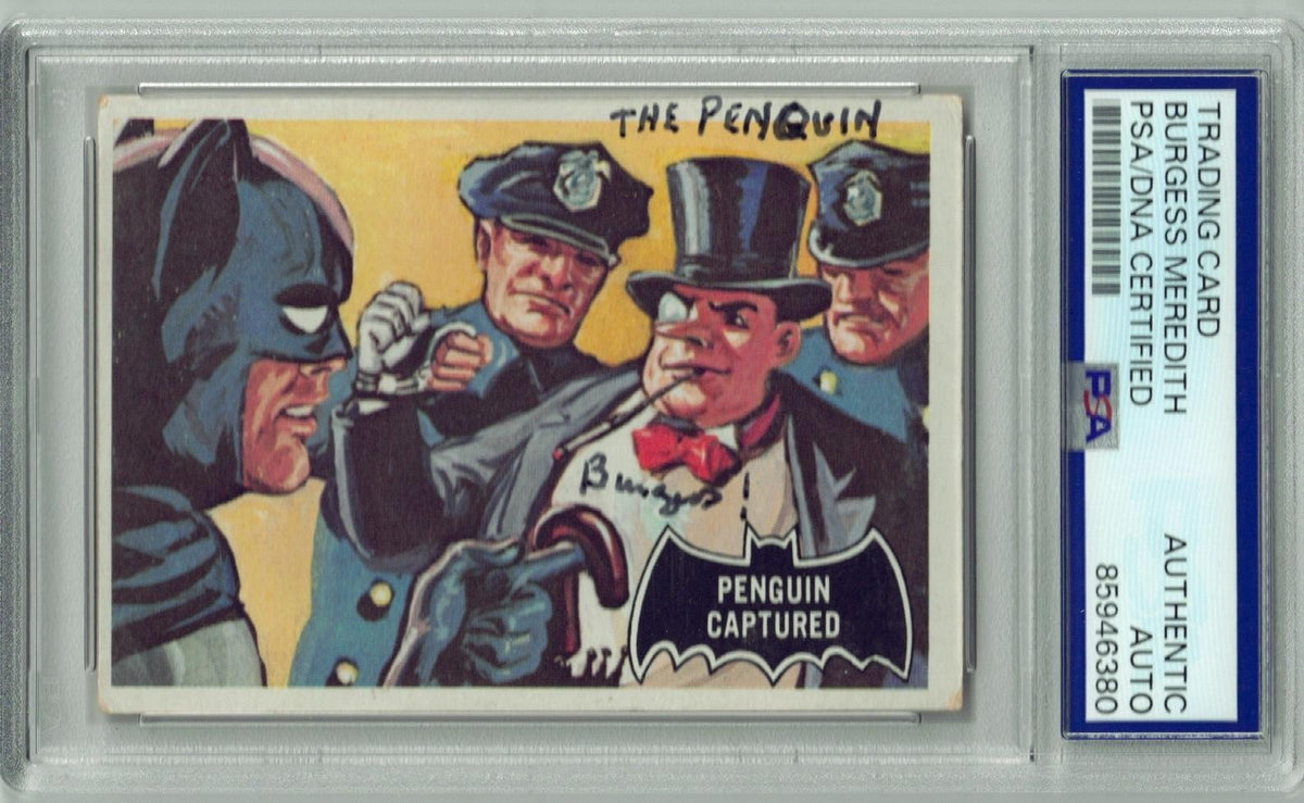 Burgess Meredith Signed Batman Penguin Captured Card PSA/DNA1
