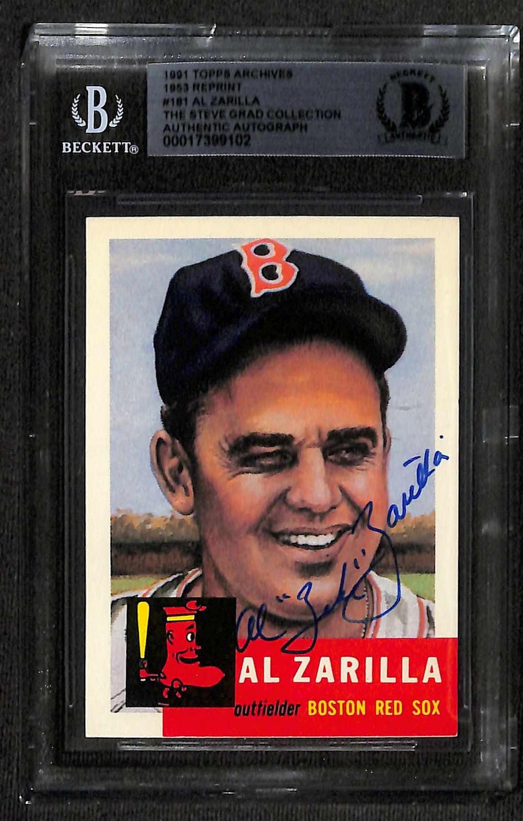 Al Zarilla Signed 1953 Topps Reprint Card Beckett Slabbed Auto0