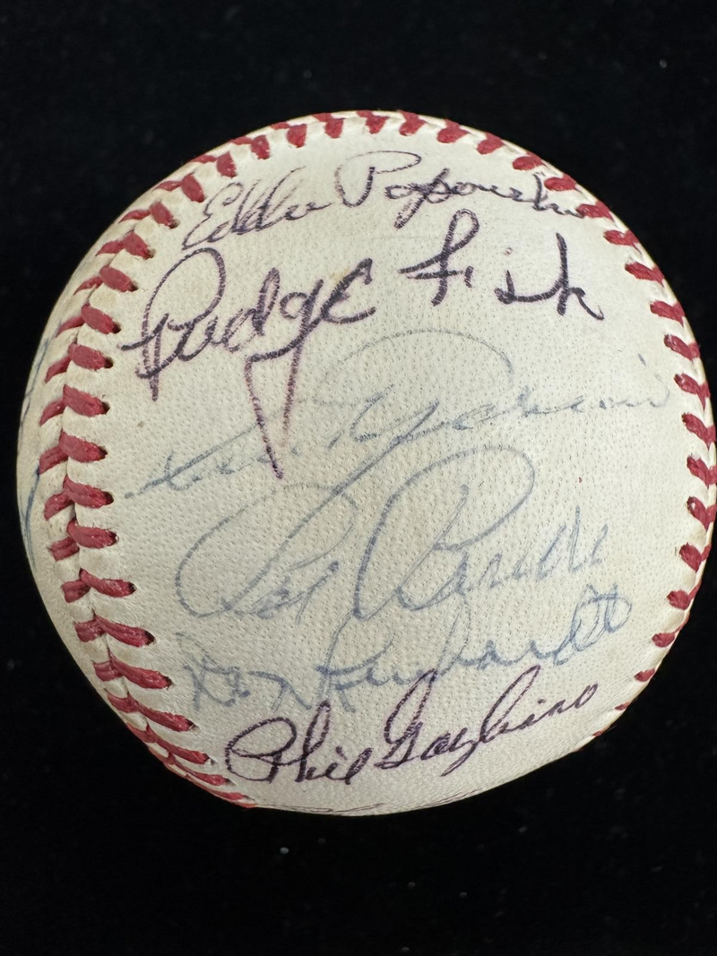 1972 Boston Red Sox Team Signed Baseball Fisk Rookie Year Beckett LOA0