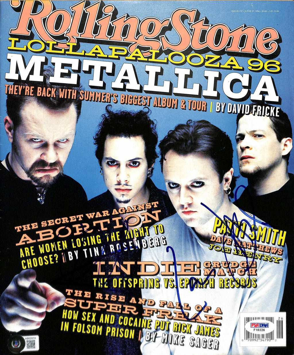 Metallica Ulrich Newsted Hammett Signed Rolling Stone Magazine BECKETT0