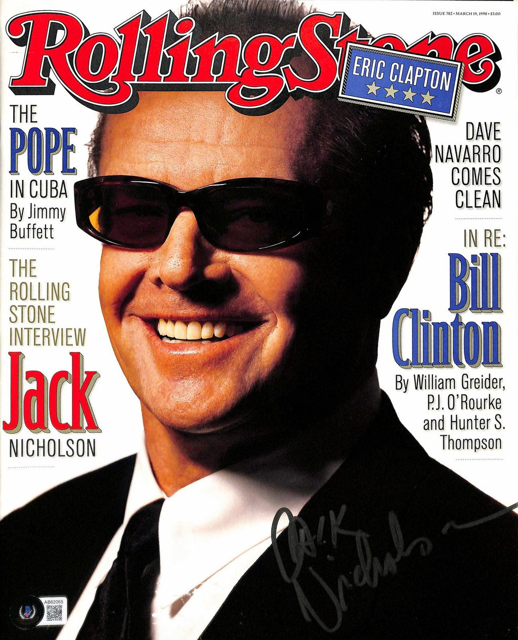Jack Nicholson Signed Rolling Stone Magazine Photo BECKETT LOA0