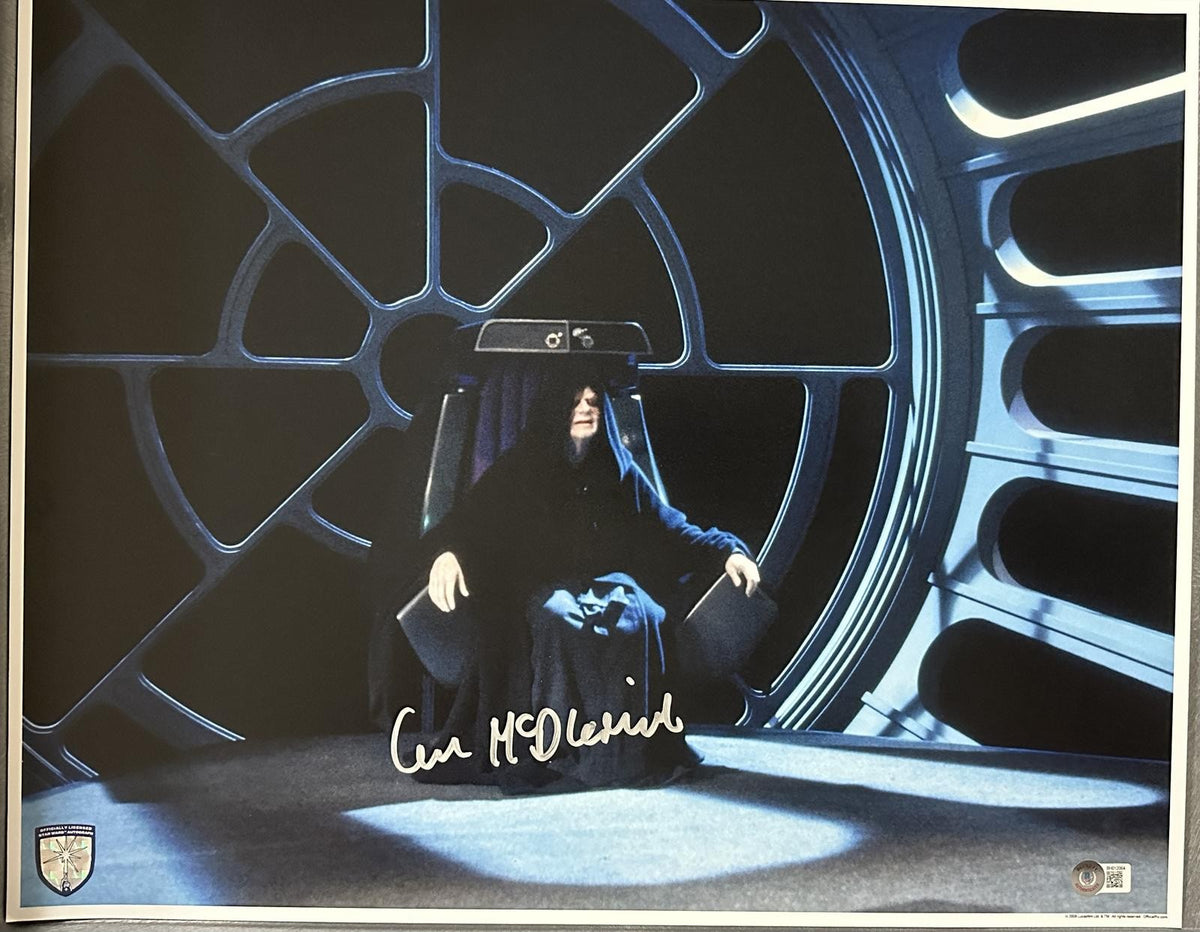 Ian McDiarmid Signed Star Wars Emperor 16x20 OP Shield Photo Beckett0