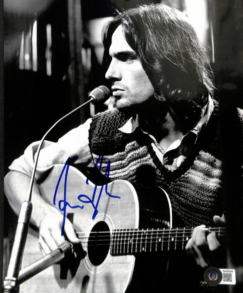 James Taylor Signed Black and White Photo 8x10 Beckett Authenticated0