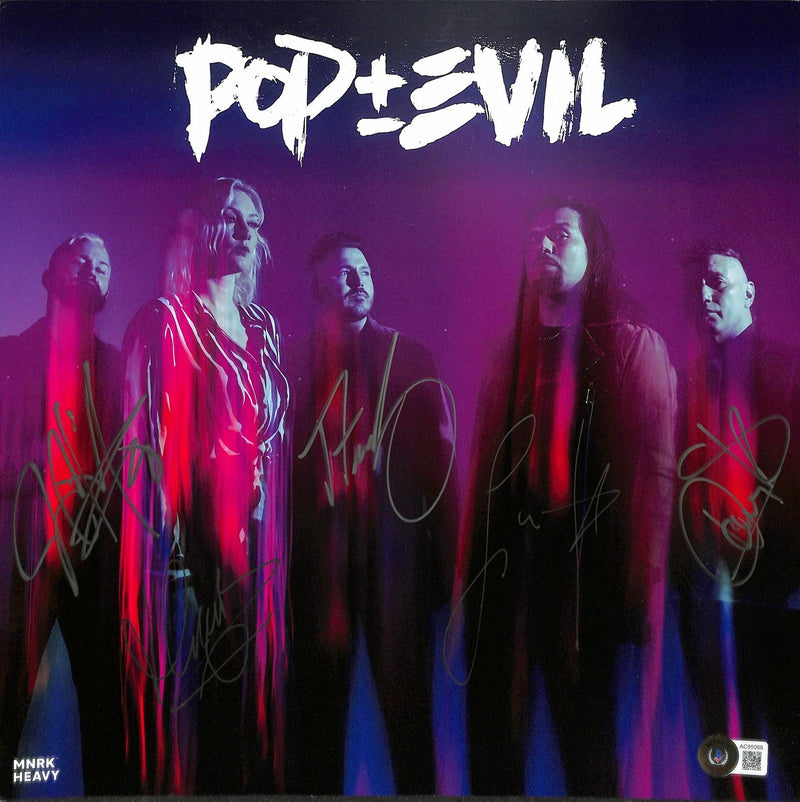 Pop Evil Band  x5 Signed Album Sleeve from the Album Skeletons BECKETT0