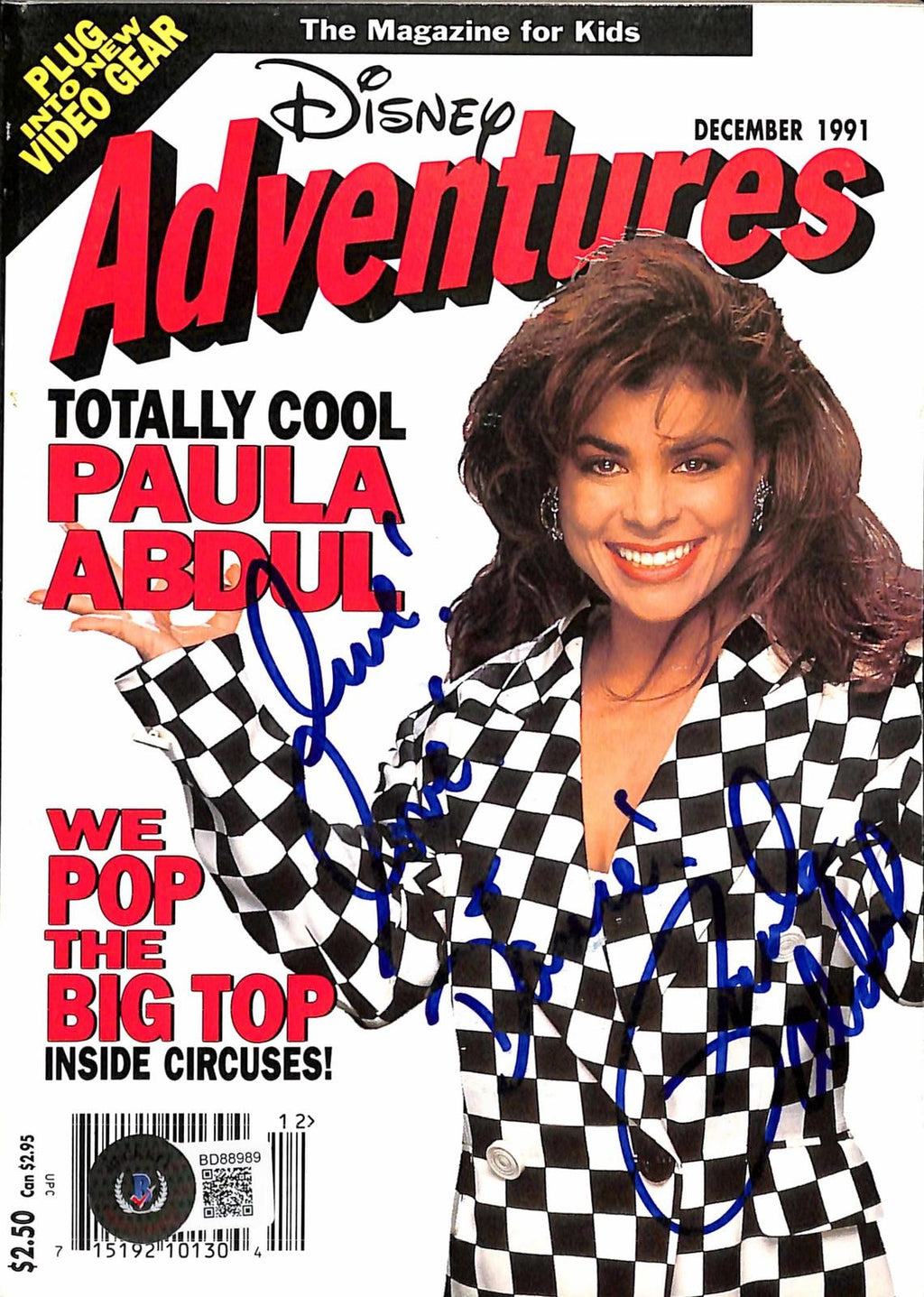 Paula Abdul Signed 1991 Disney Adventures Magazine Photo BECKETT0