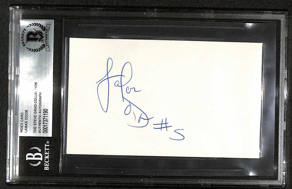 Lamar Odom Signed Index Card Beckett Slab Autograph0