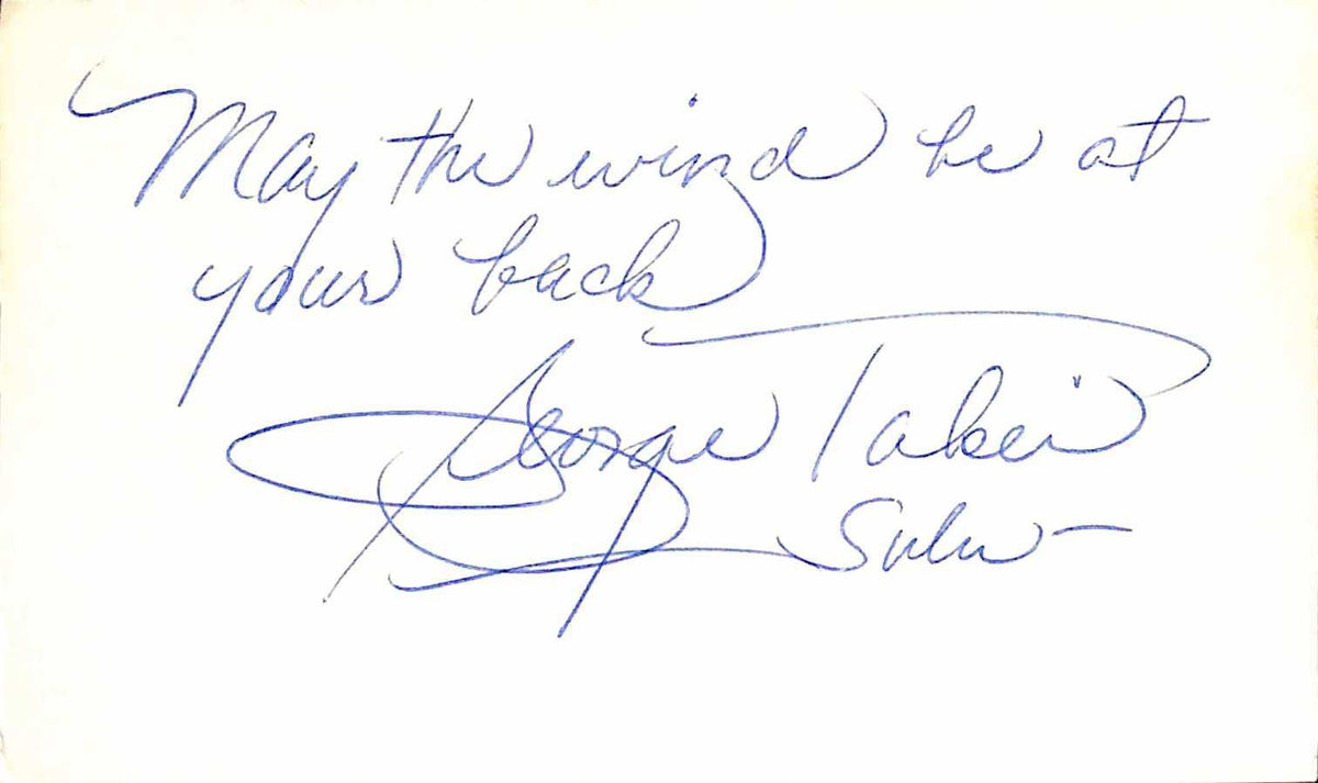 George Takei Signed and Inscribed Index Card BECKETT  Slabbed0