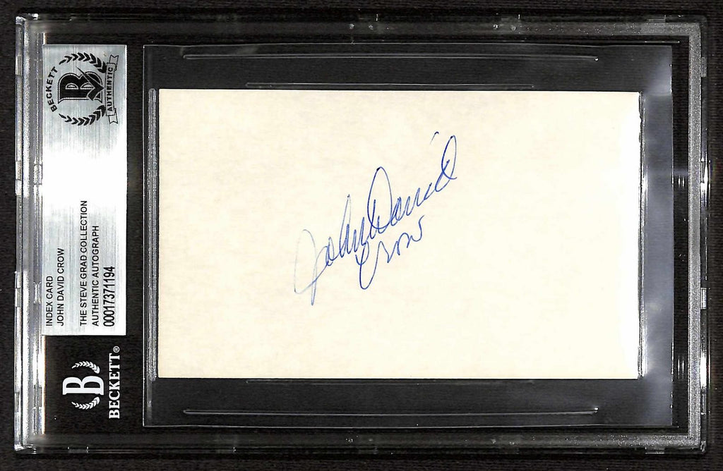 John David Crow Heisman Trophy Winner Signed Index Card Beckett Slab Autograph0