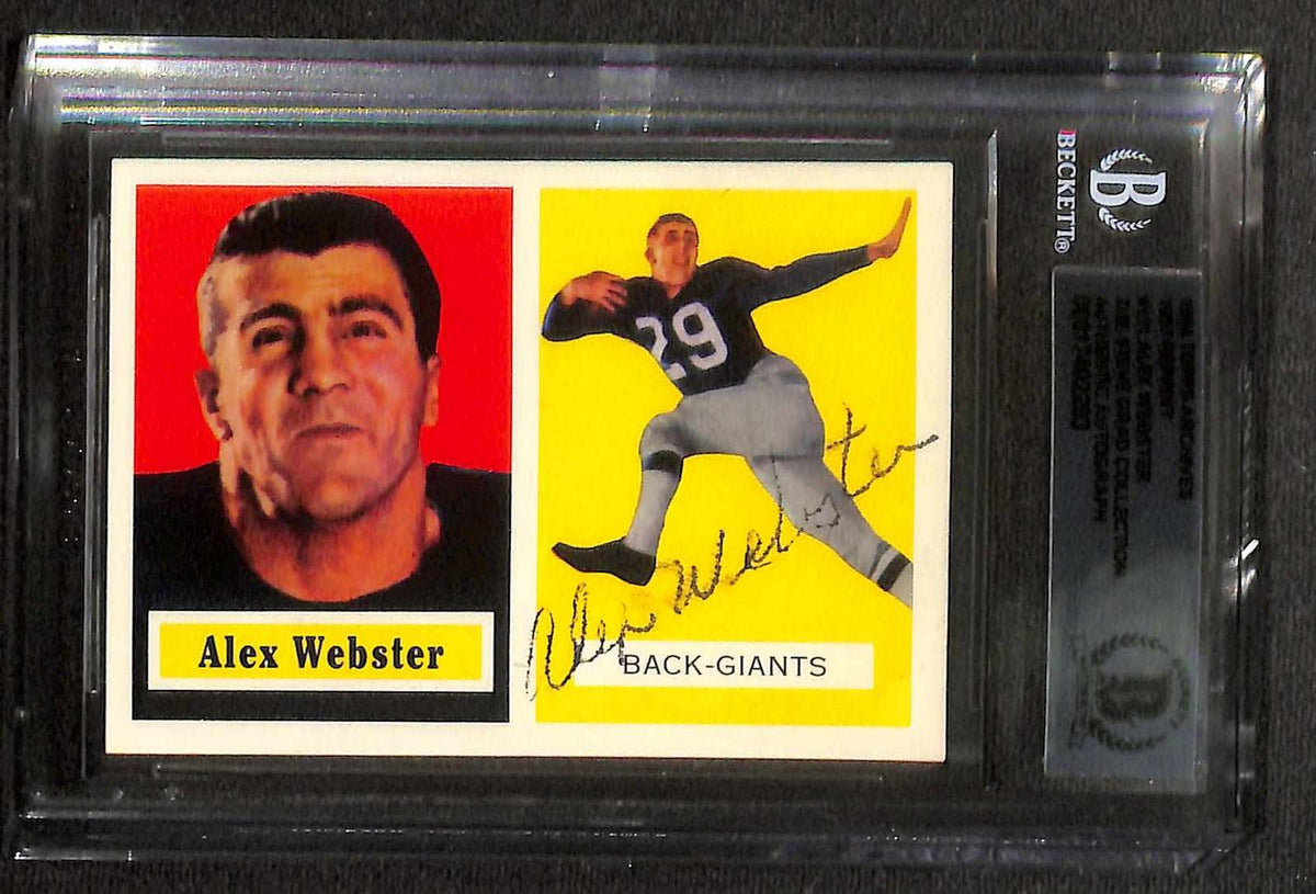 Alex Webster Signed 1957 Topps NY Giants Reprint Trading Card Beckett0