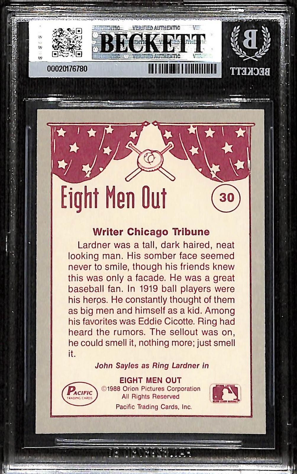John Sayles Signed 1988 Pacific Eight Men Out #30 Card Beckett Auto 101