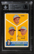 Wally Moses Signed 1960 Topps Reds #459 Reds Coaches Card Beckett0