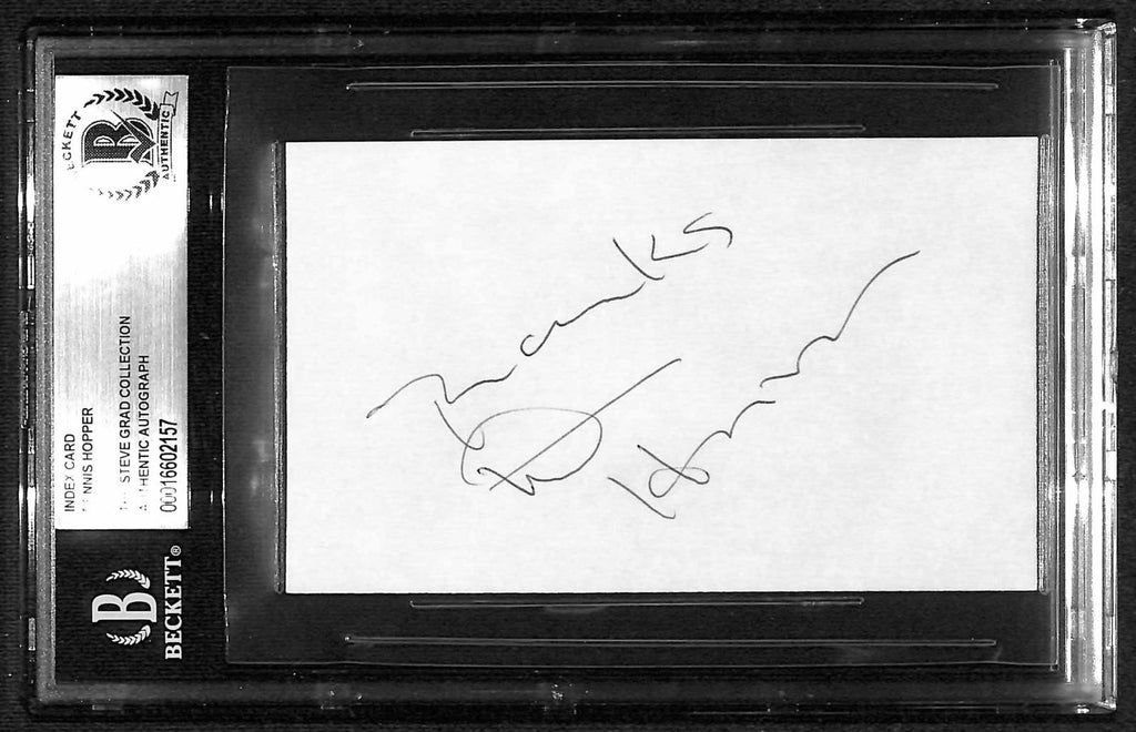 Dennis Hopper Signed 3x5 Index Card BECKETT0