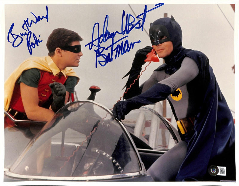 Adam West & Burt Ward Signed Batman and Robin 11x14 Photo BECKETT0